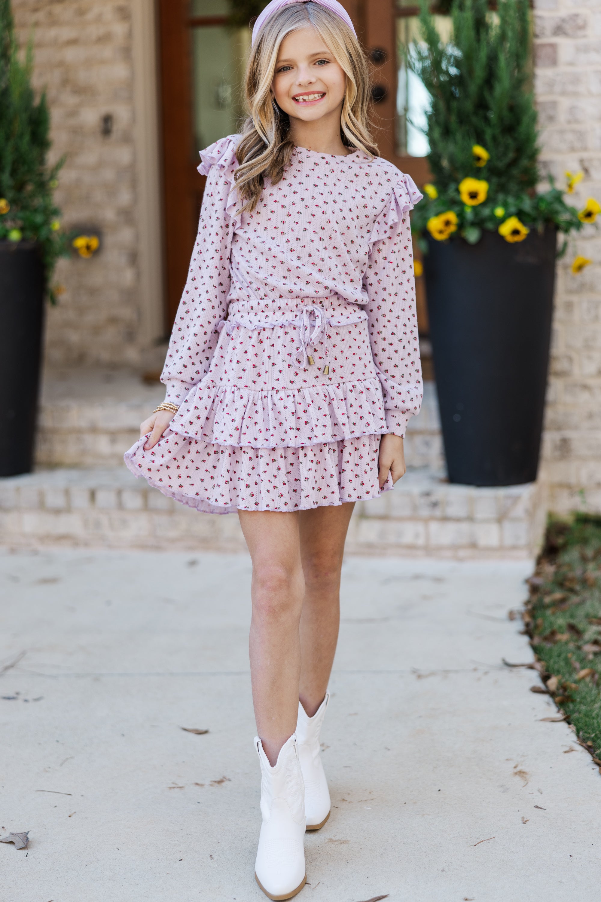 Girls' Lavender Purple Ditsy Floral Skort: Take the Fashion Leap!