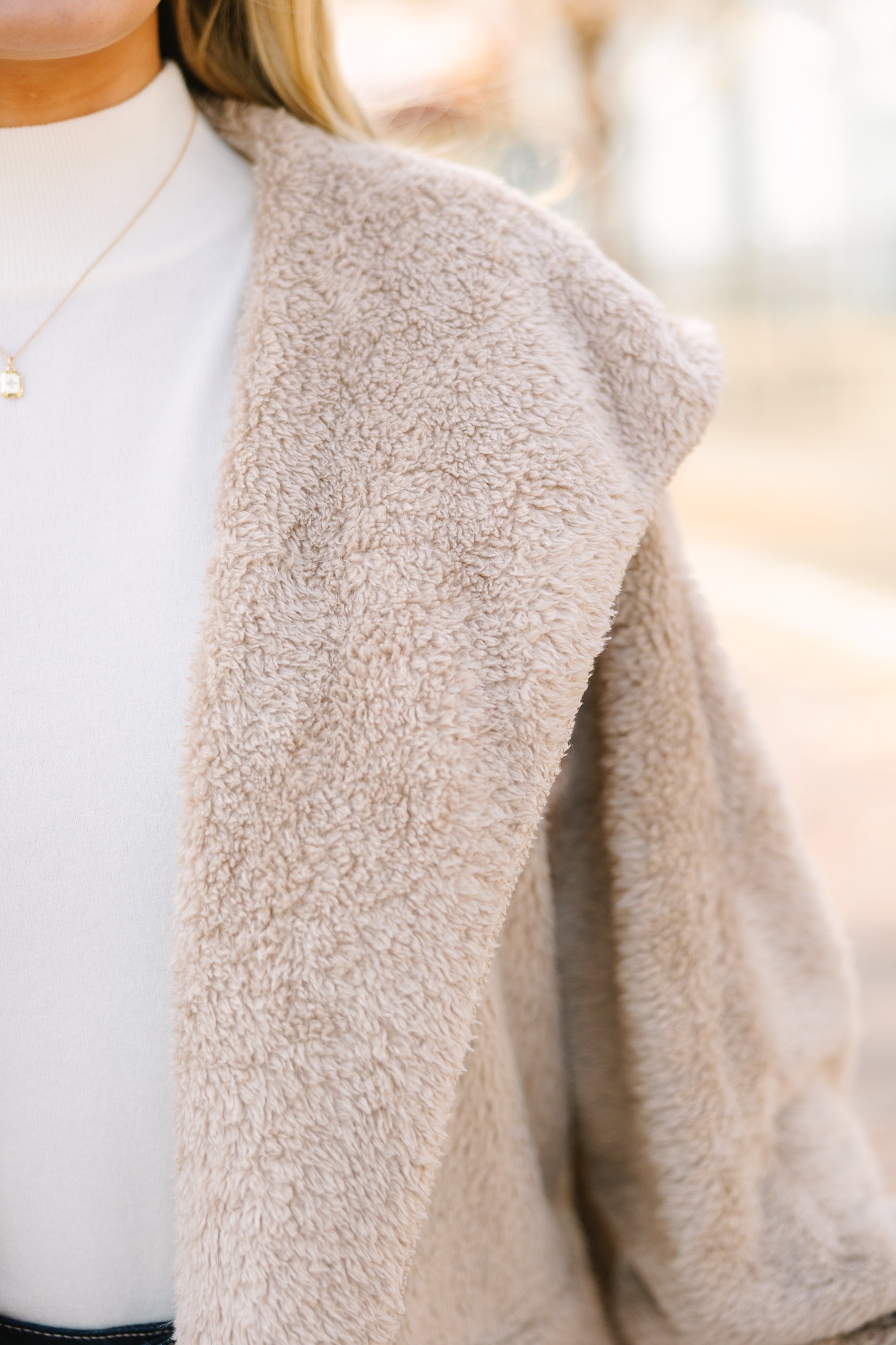 All An Act Taupe Brown Faux Fur Cozy Winter Jacket