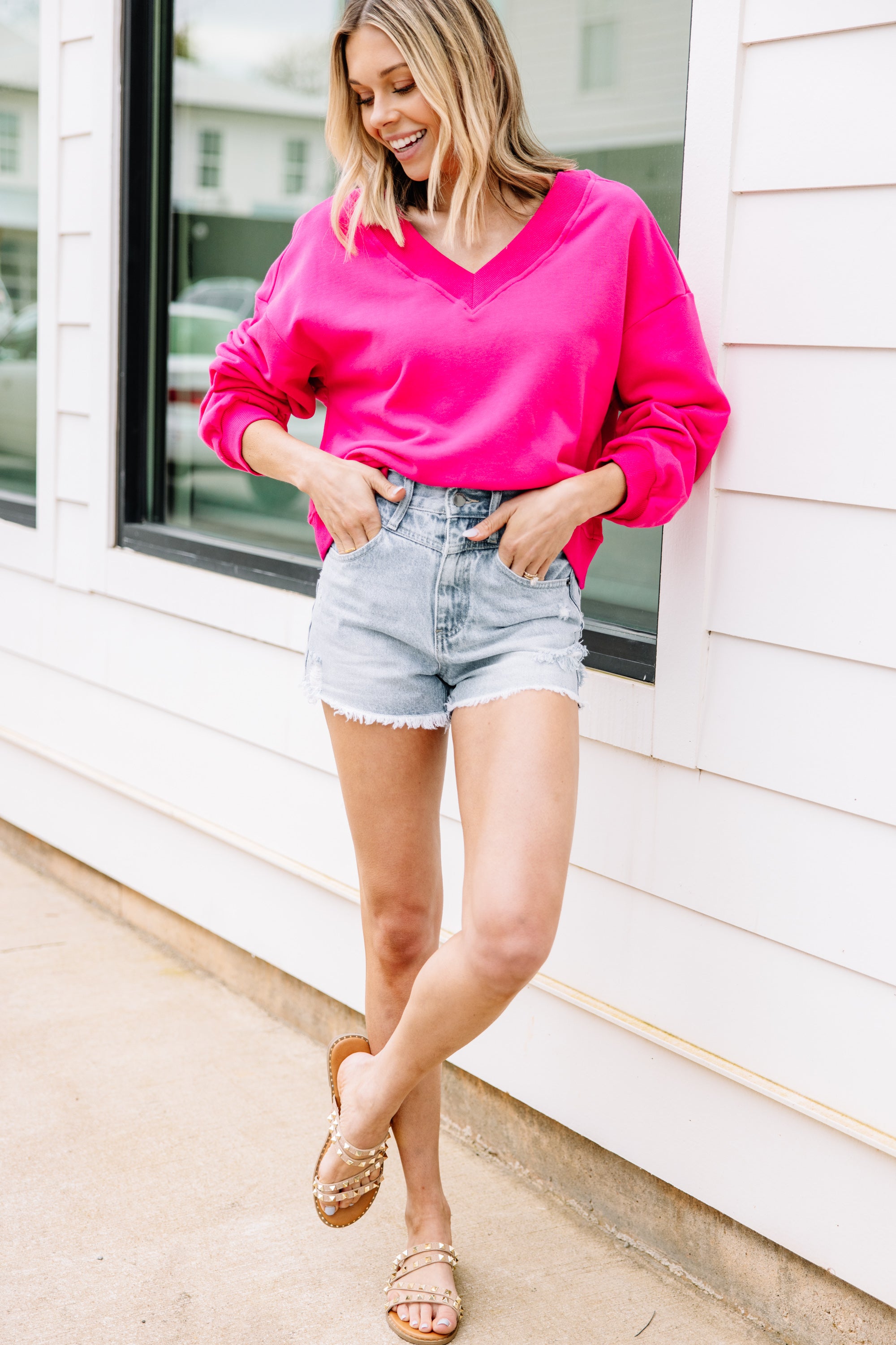 Feeling Bold: Irresistible Bright Pink Crop Pullover