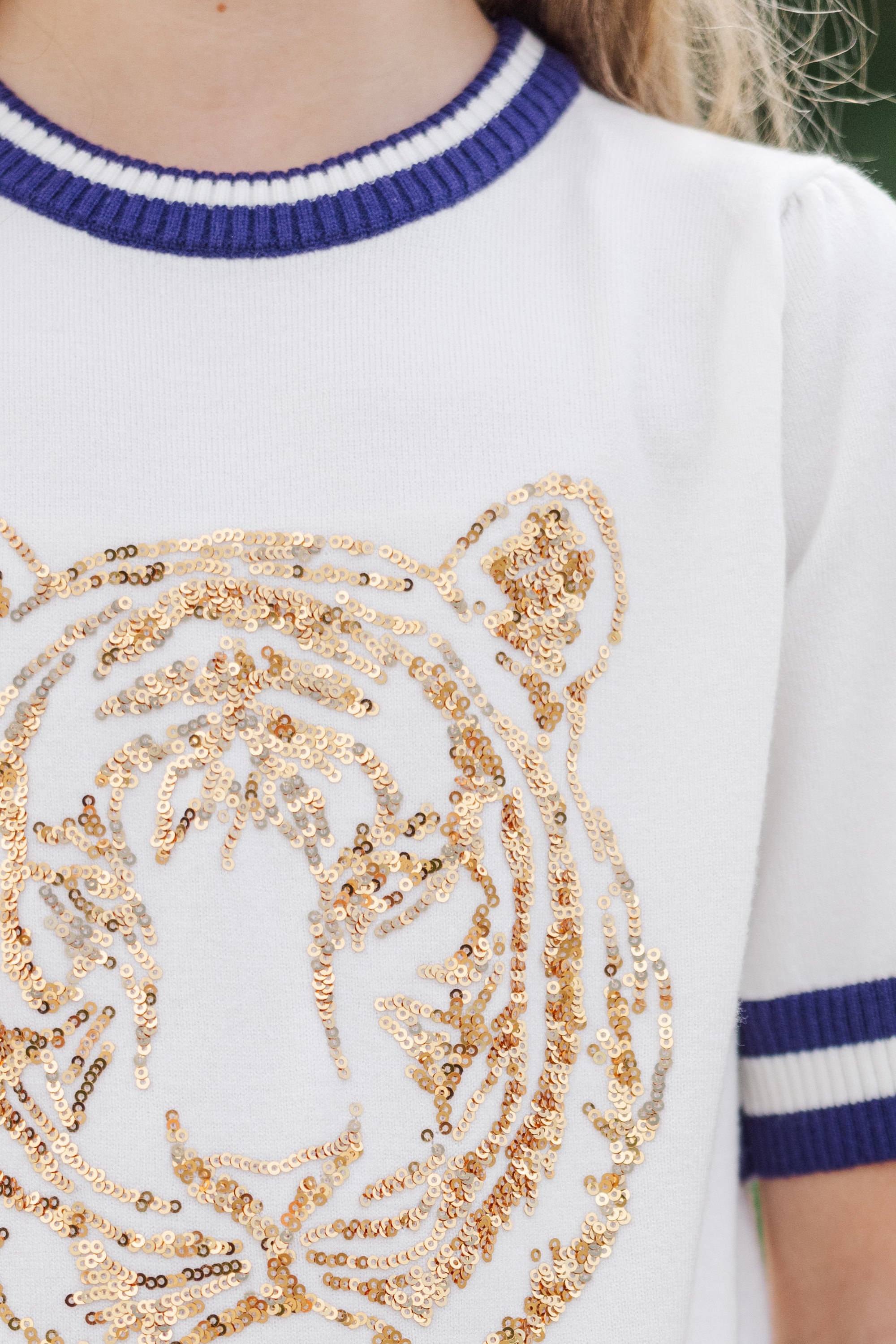 Gorgeous Girls' Gold/Purple Tiger Sequined Sweater