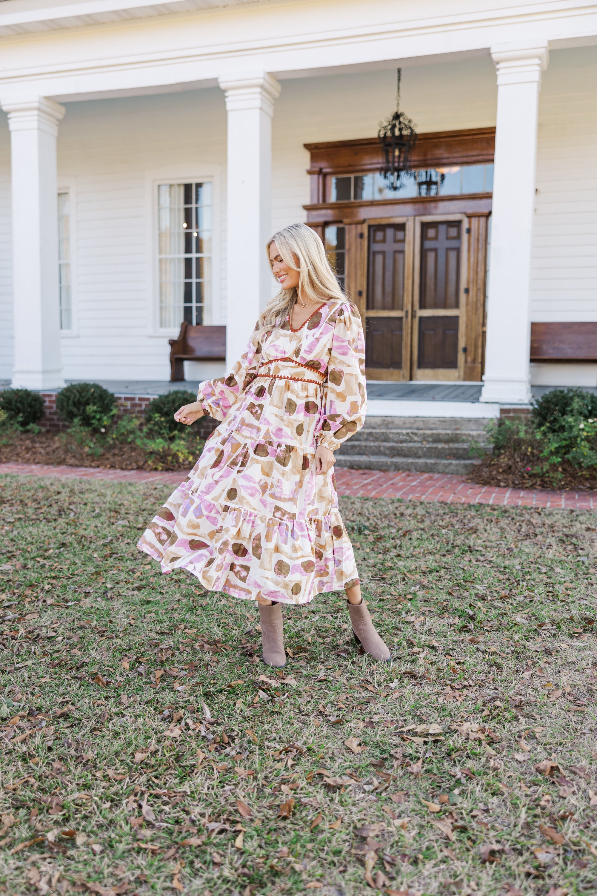 Must-Have Orchid Purple Abstract Midi Dress - Don't Miss Out!