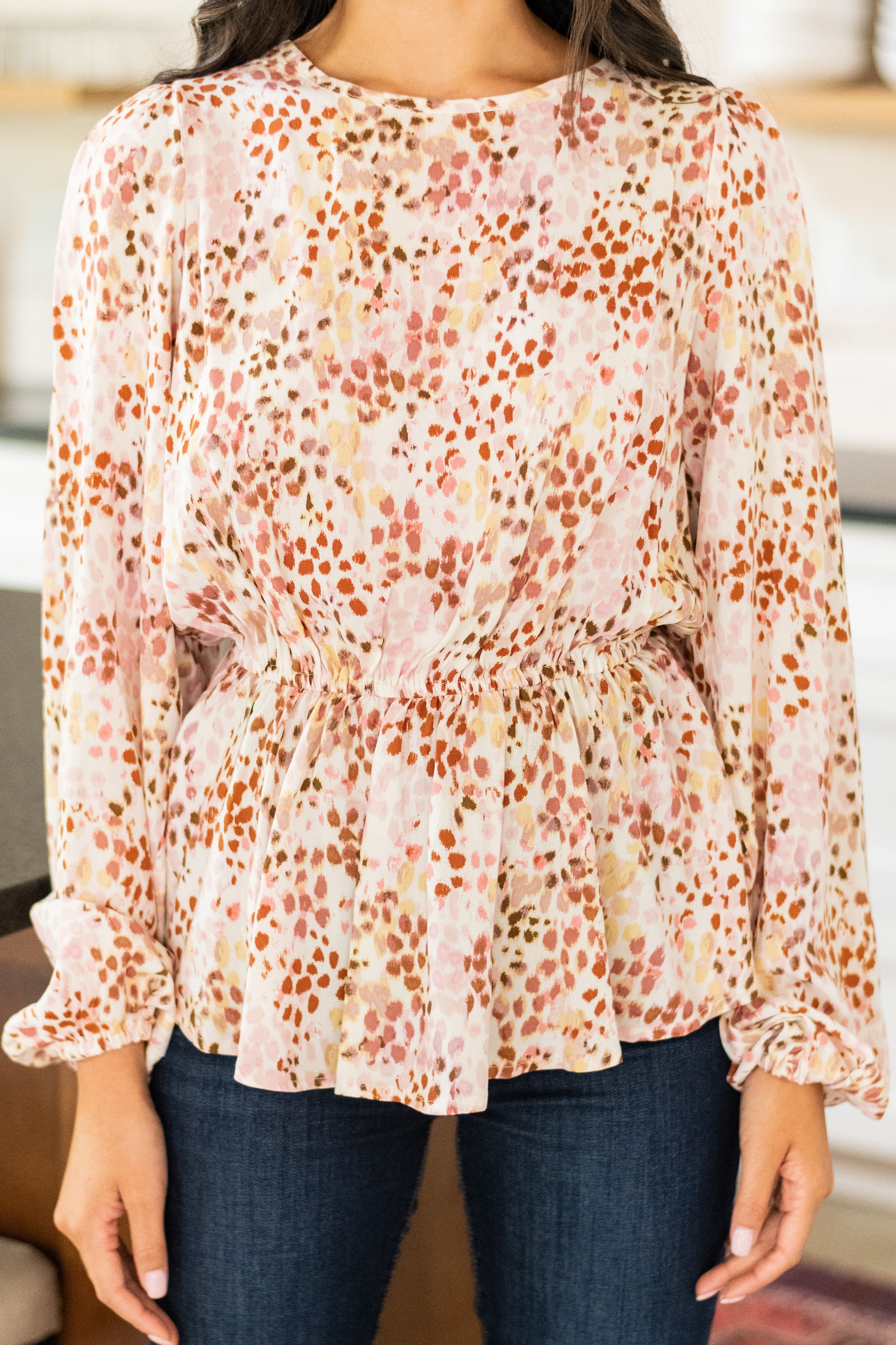 Enchanting Taupe Brown Watercolor Dream Blouse