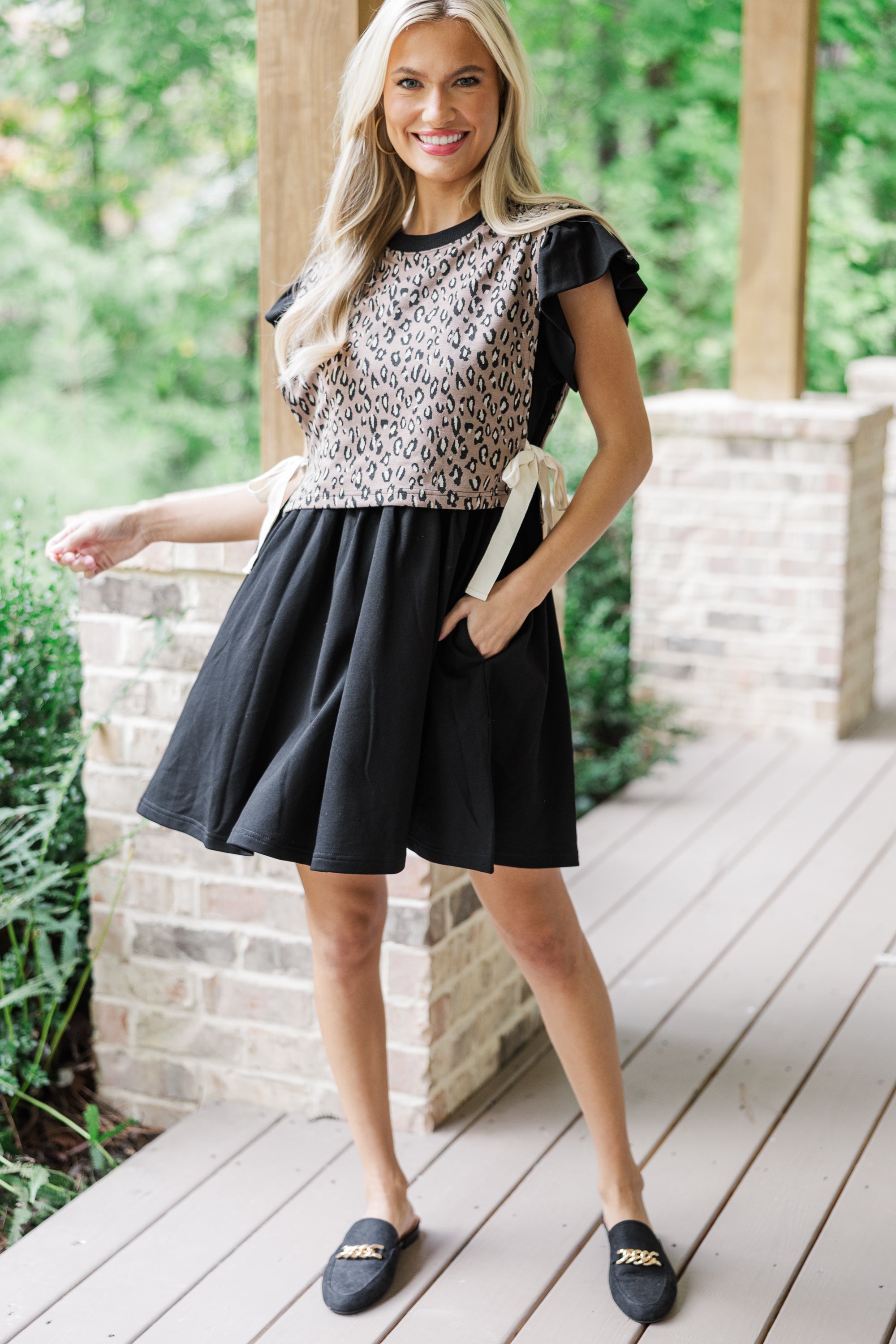 Gorgeous Check On You Black Leopard Print Dress