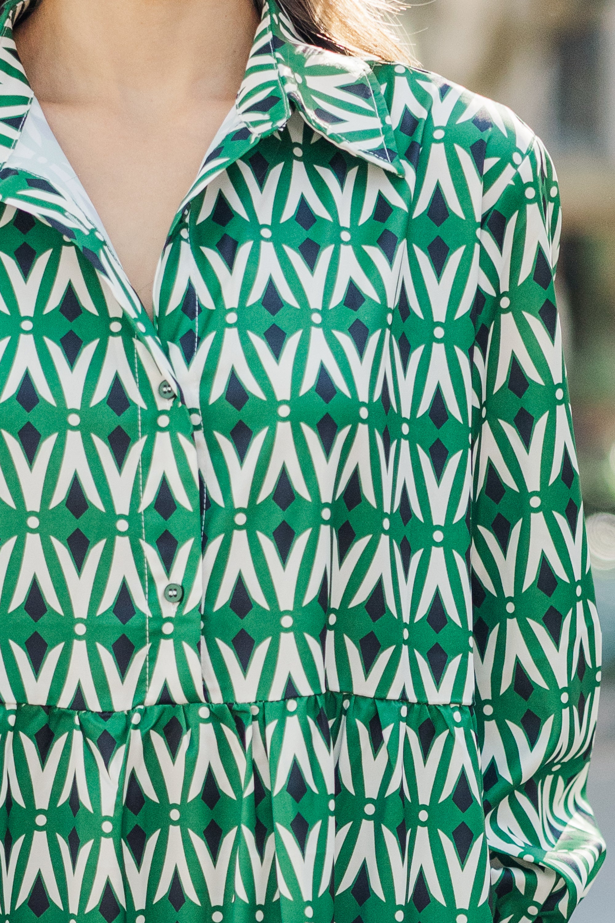 Unleash Your Style with the All - Green Abstract Midi Dress