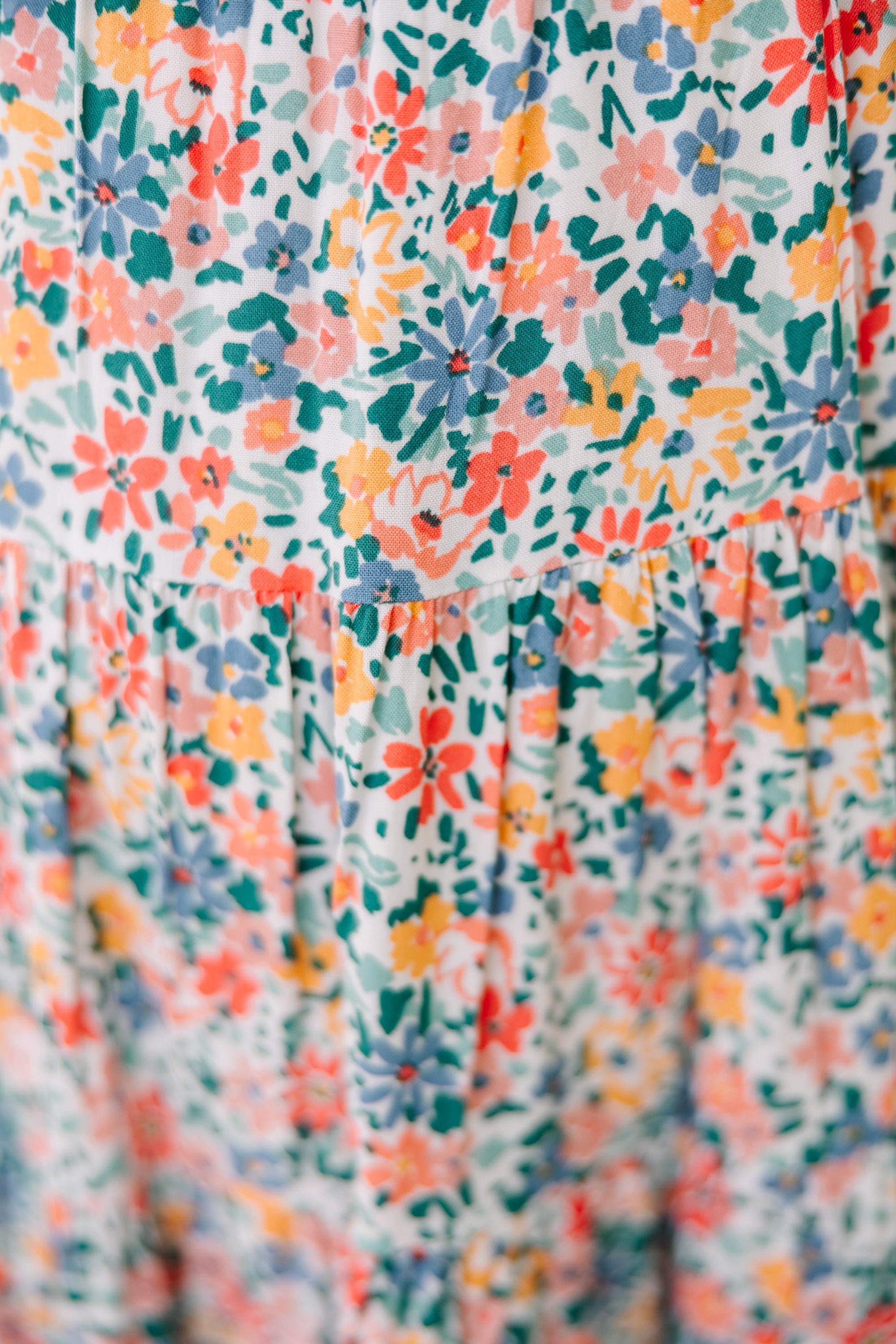 Girls' Blissful White Ditsy Floral Dress