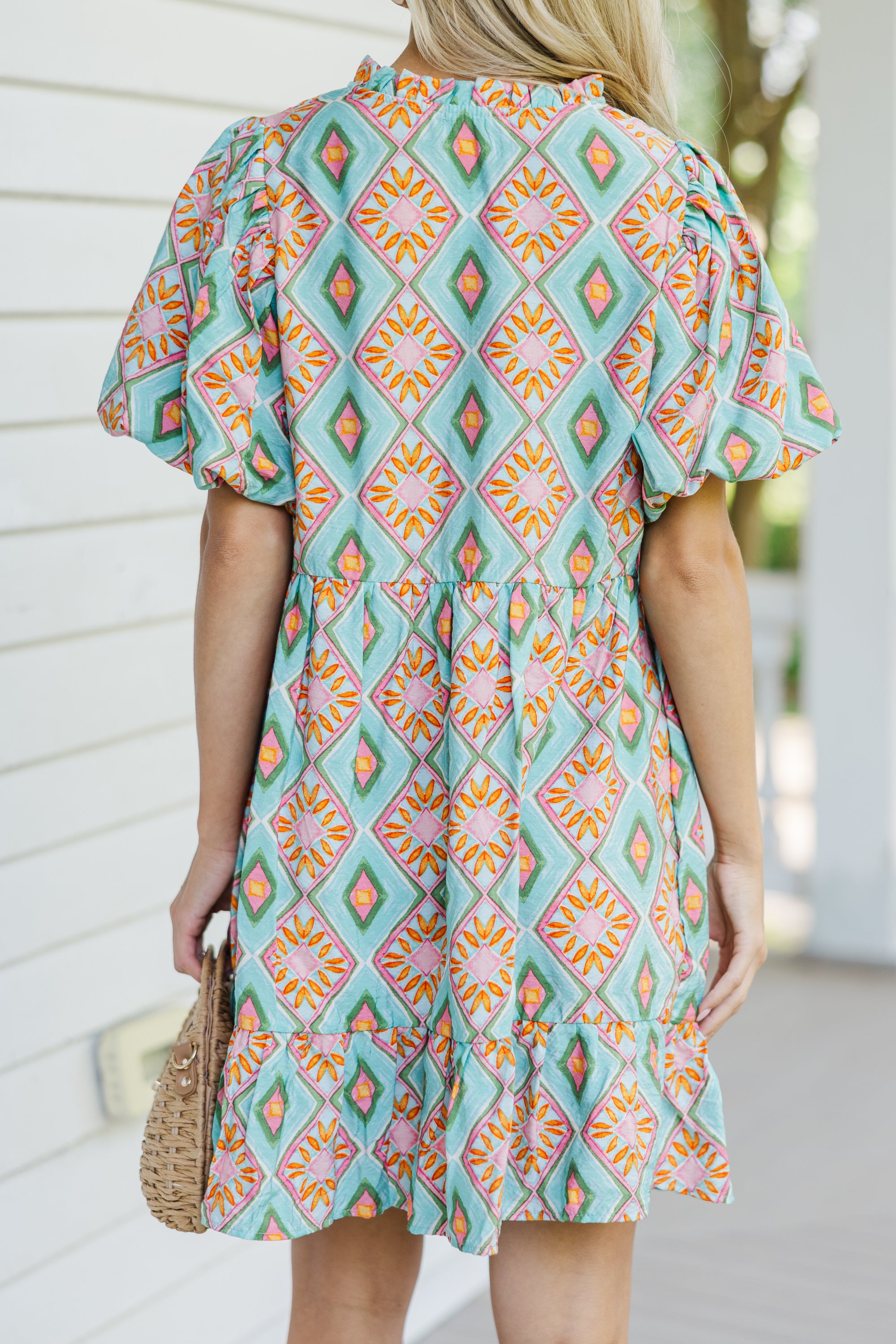 Enchanting Mint Green Printed Go - With - The - Flow Dress