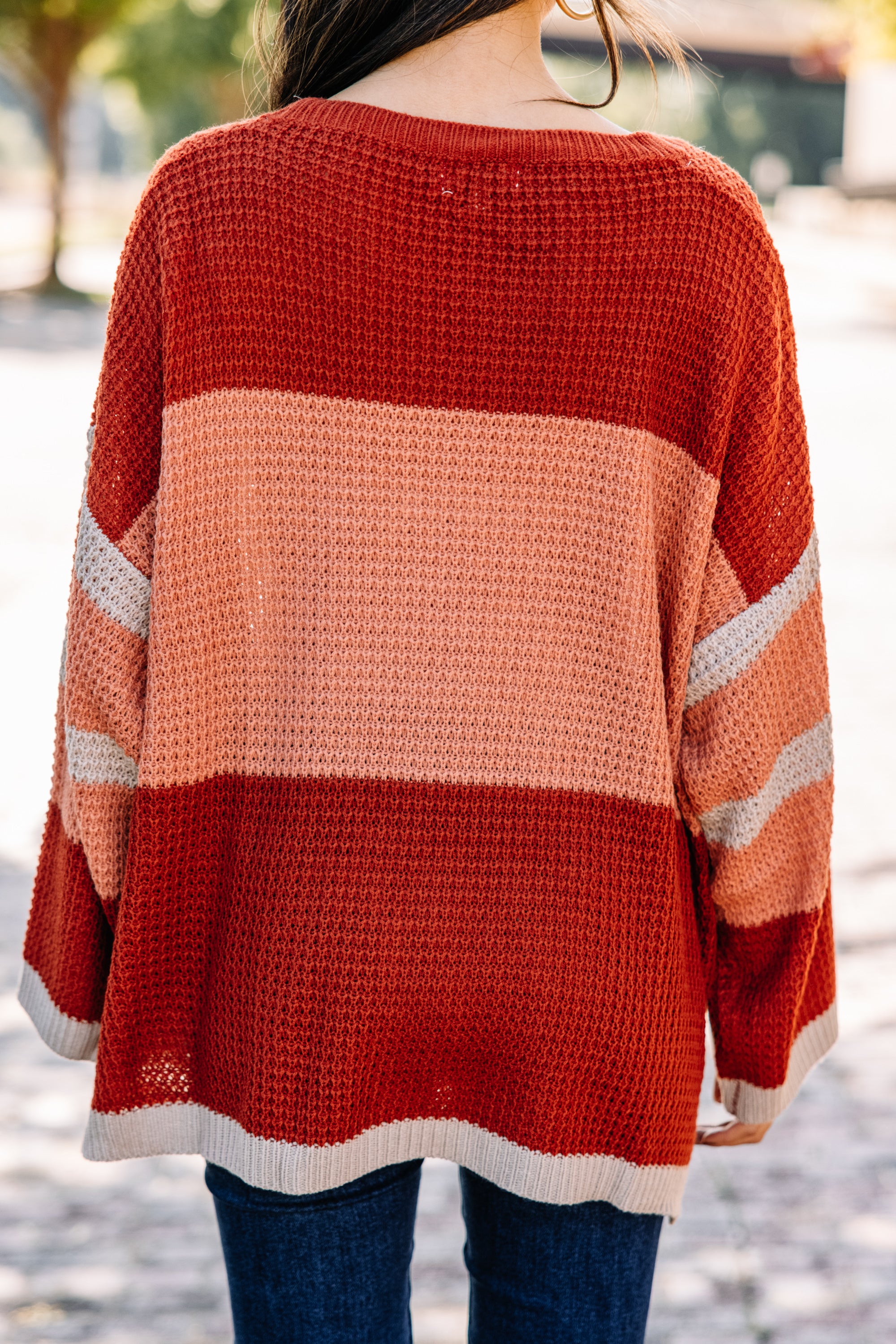 Brick Orange Colorblock Carry-On Sweater - Cozy & Stylish