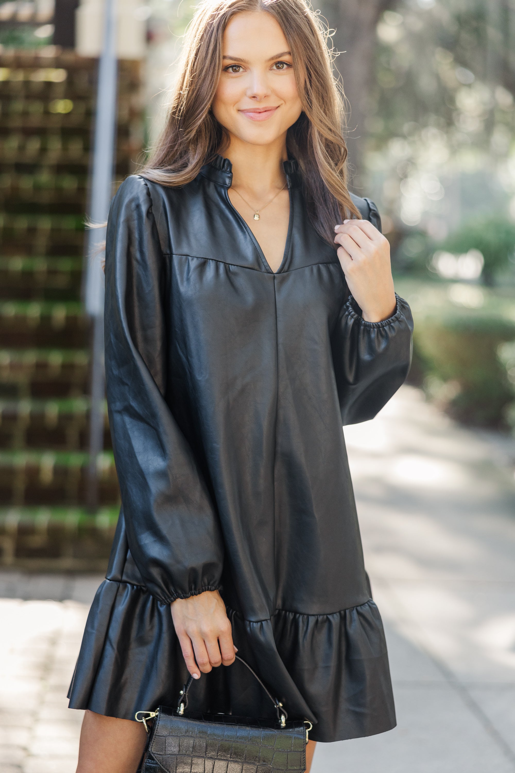 Fate: Alluring Black Faux Leather Dress - Unleash Your Edge