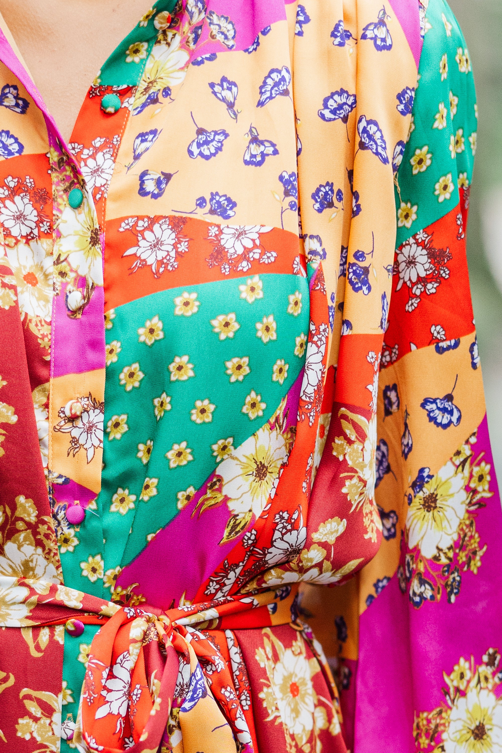 Fate's Enchanting Magenta Purple Floral Patchwork Dress