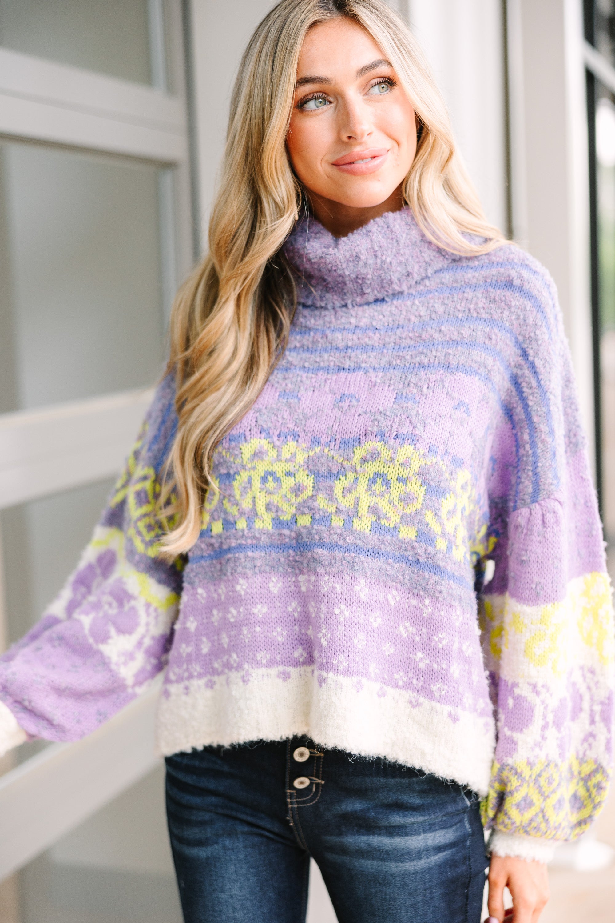 Fate: Irresistible Purple Floral Sweater