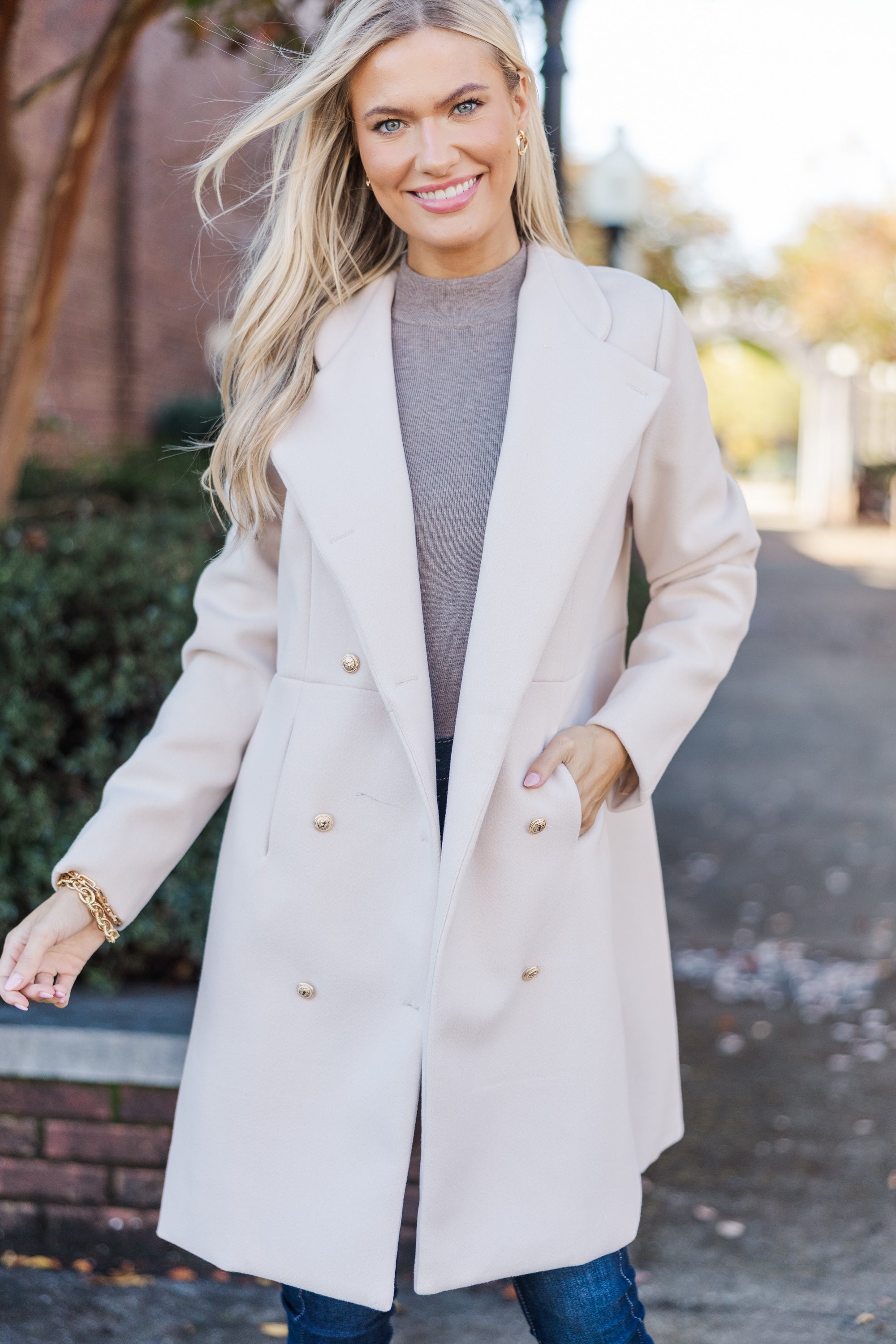 Gorgeous City Streets Oatmeal Brown Coat - A Fall/Winter Essential