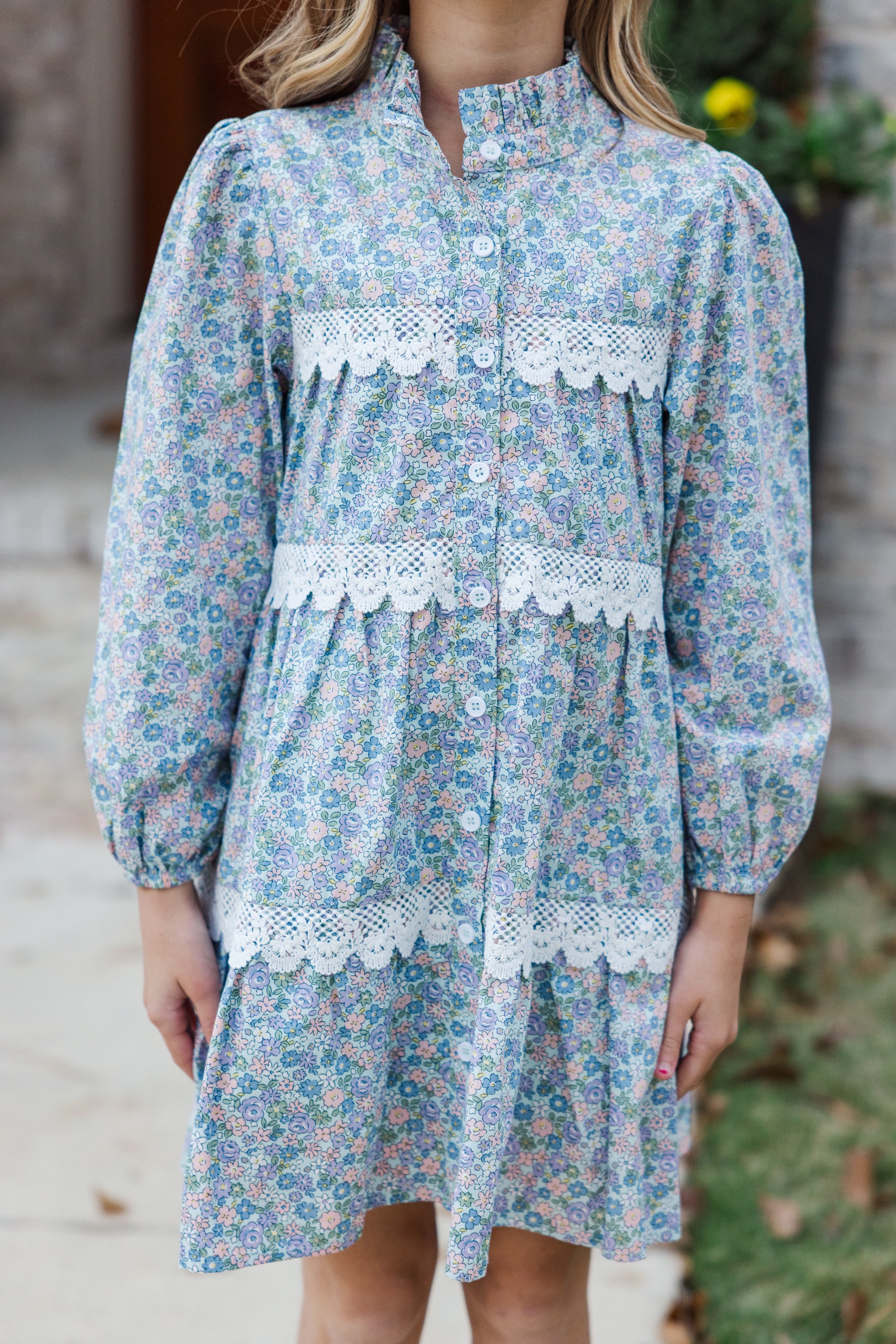 Girls' Enchanting Daphne Light Blue Floral Dress