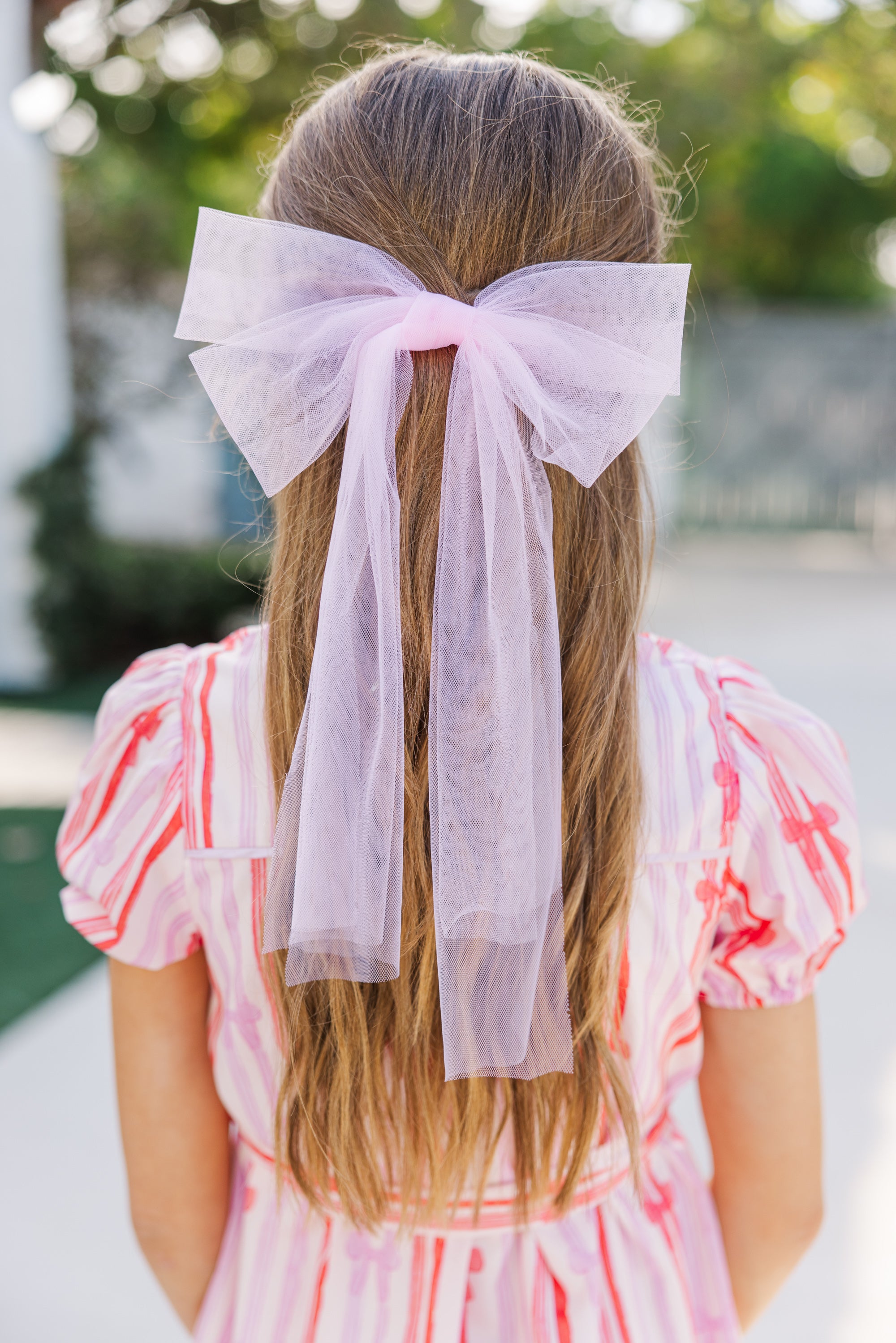 Girls' Hallie Blush Pink Tulle Hair Bow: A Dreamy Fashion Statement