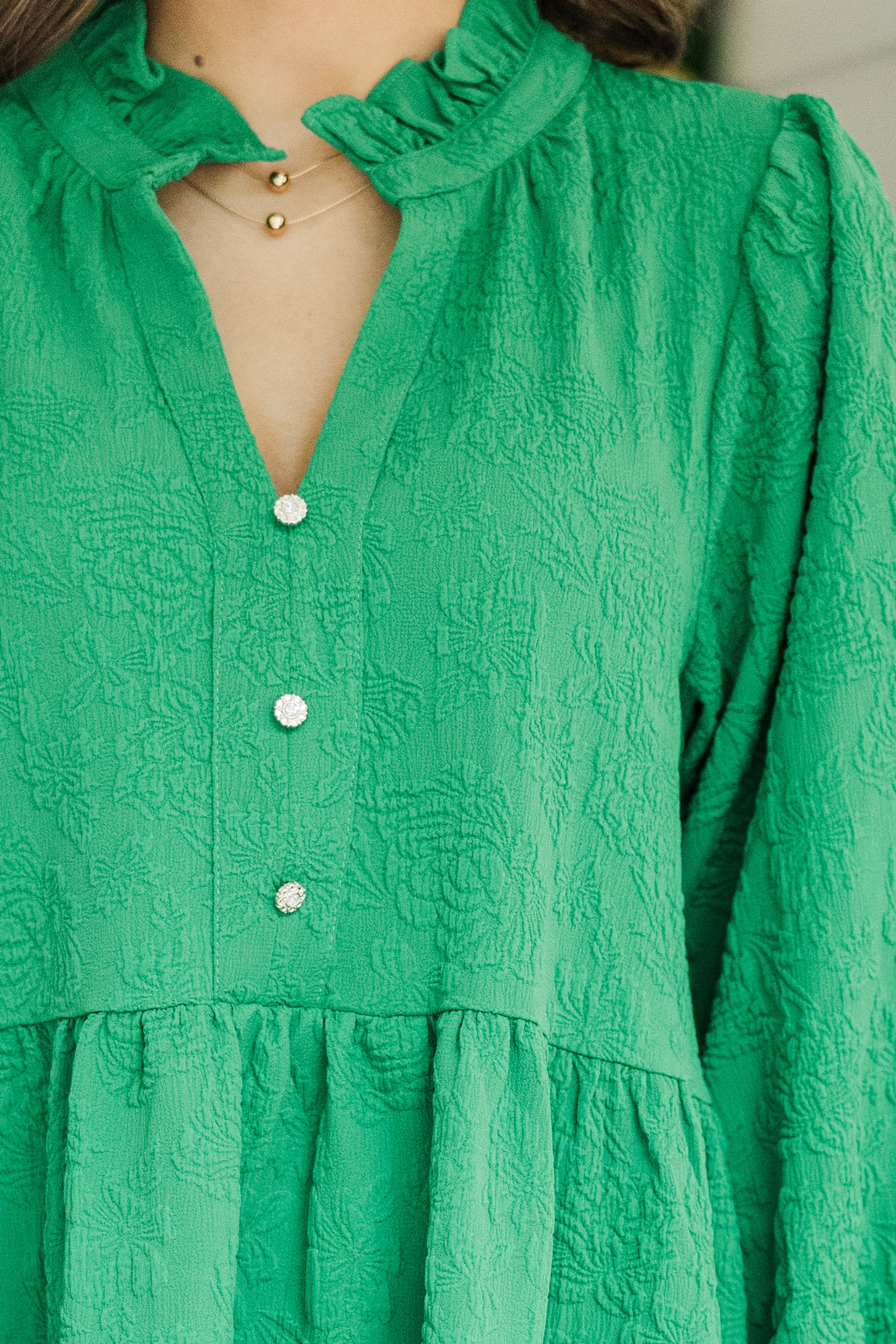 Irresistible Emerald Green Textured Dress - Your Fashion Statement!