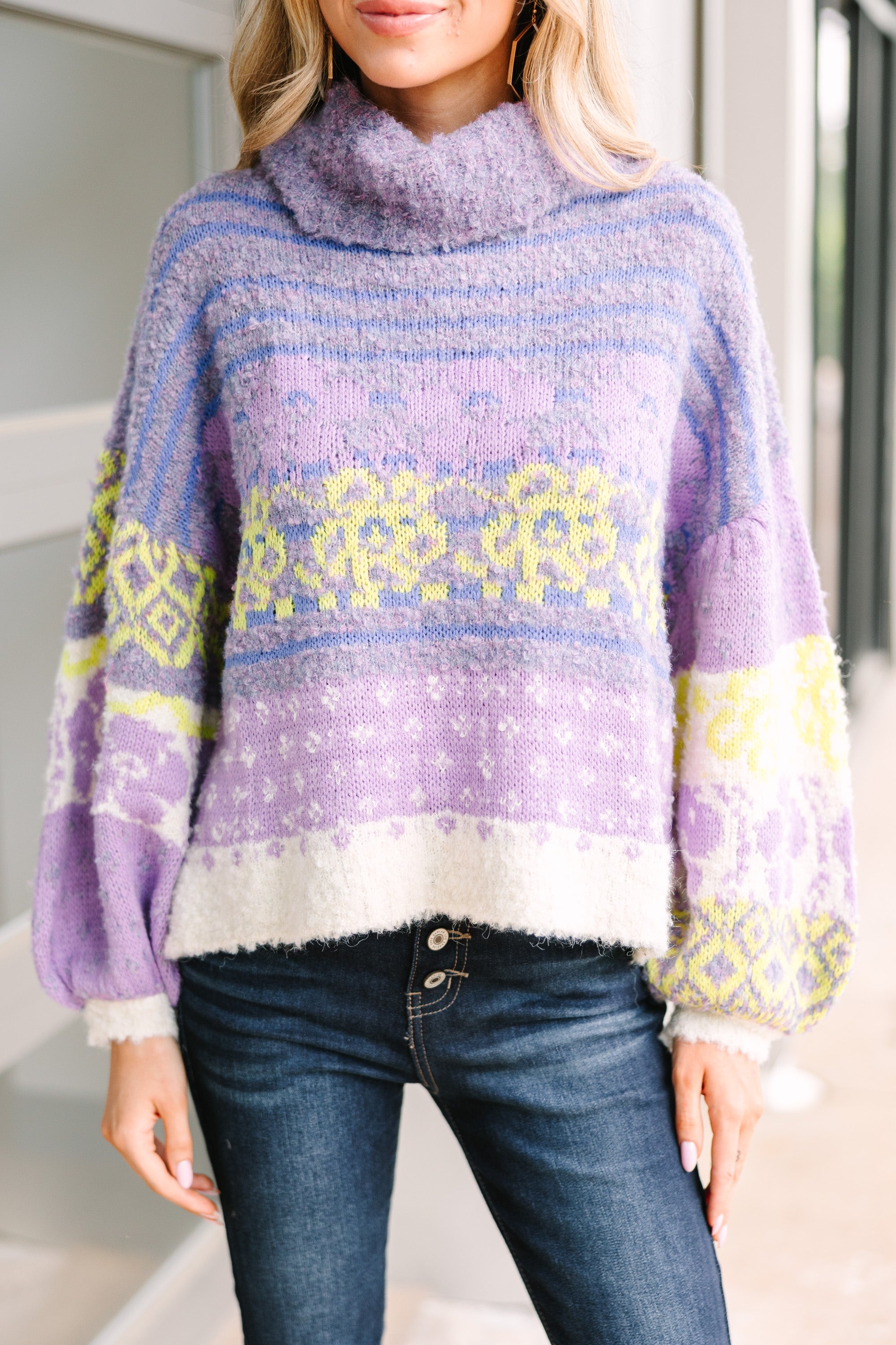 Fate: Irresistible Purple Floral Sweater