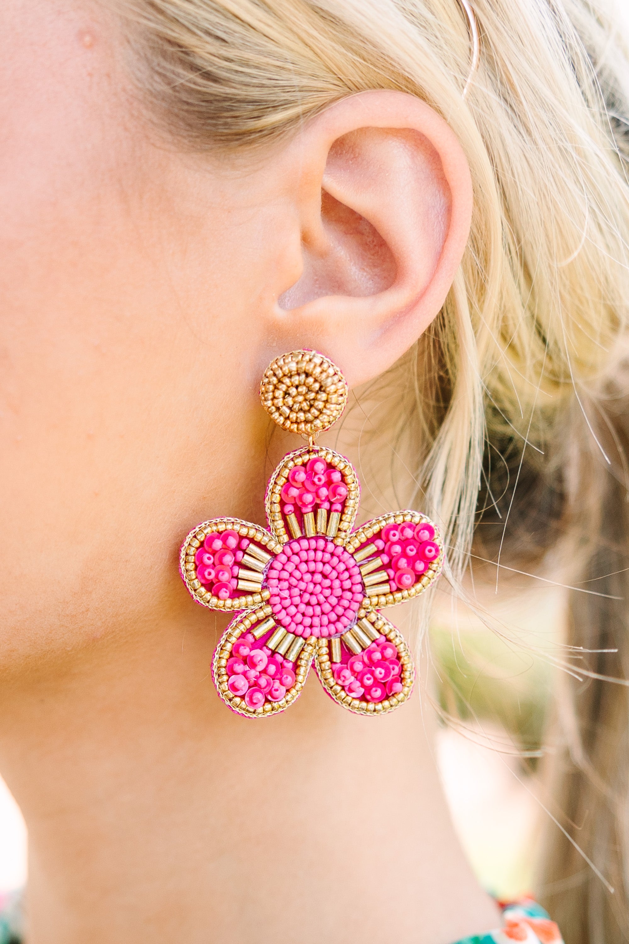 Gorgeous Alright With Me Pink Flower Earrings