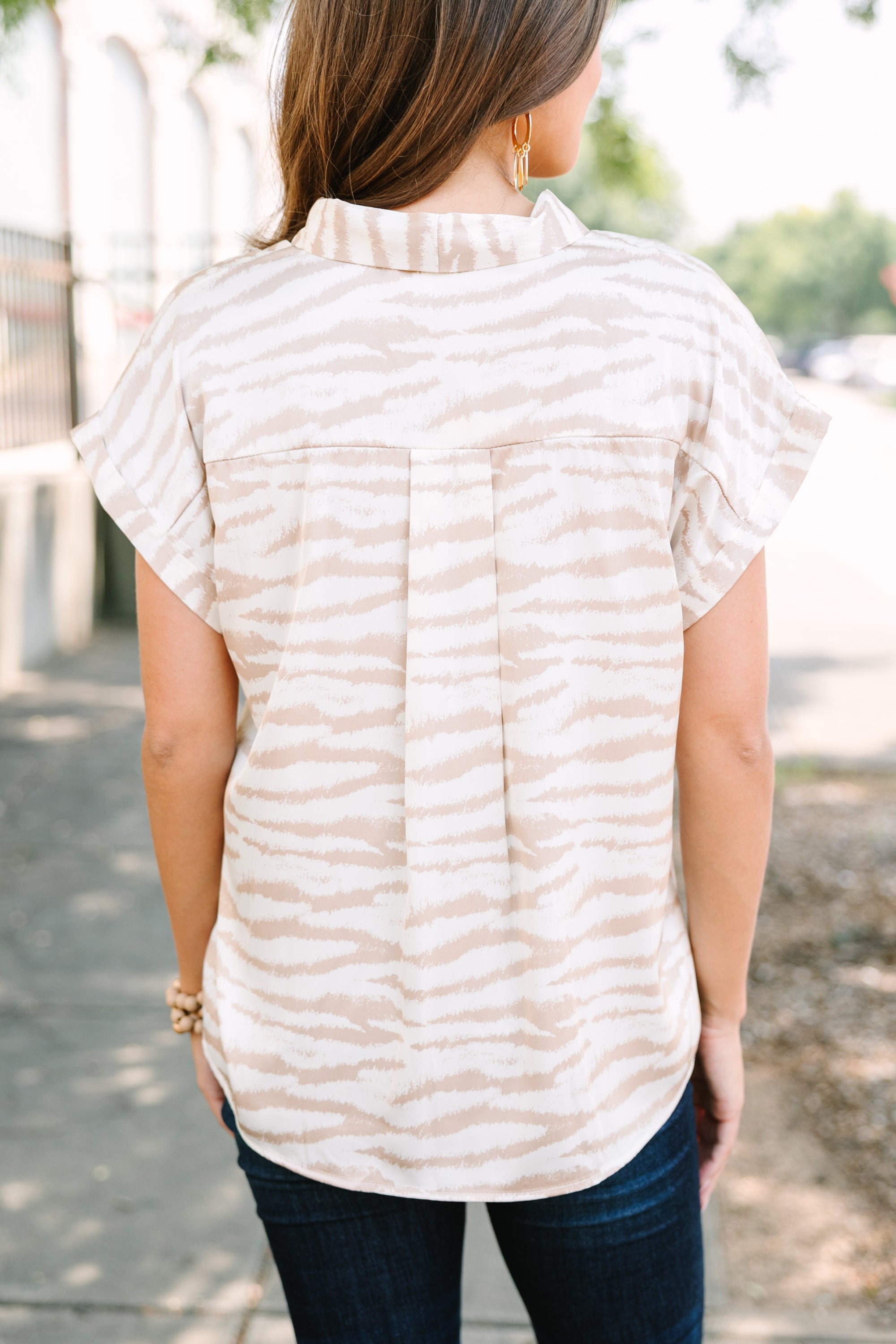 Always Ahead Latte Brown Zebra Chic Blouse