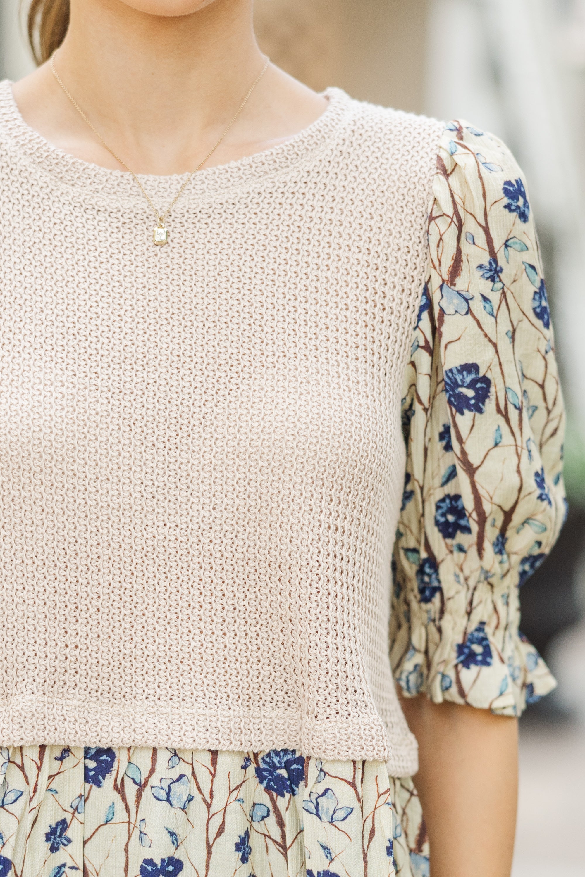 Better By The Day Taupe Chic Floral Blouse