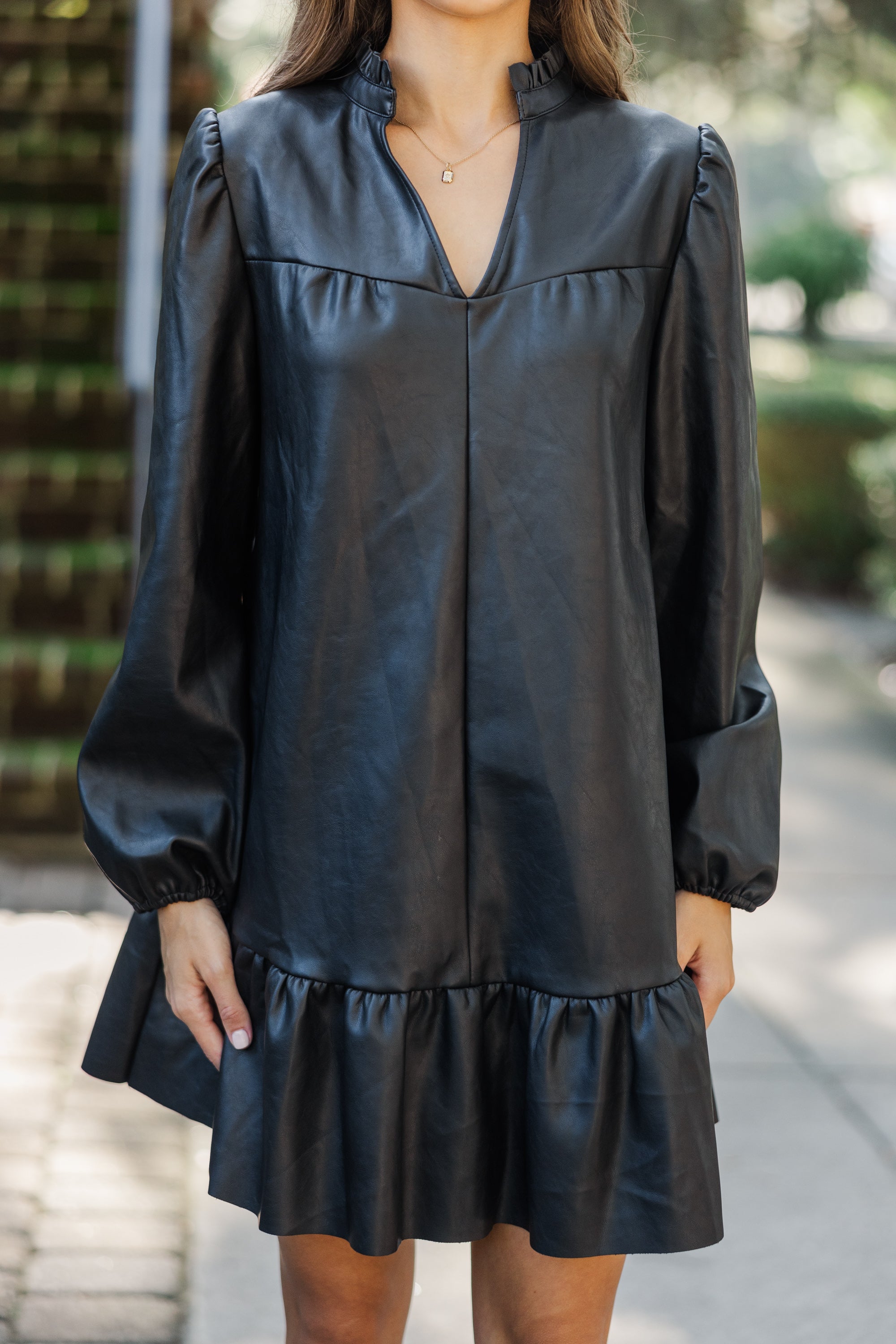 Fate: Alluring Black Faux Leather Dress - Unleash Your Edge