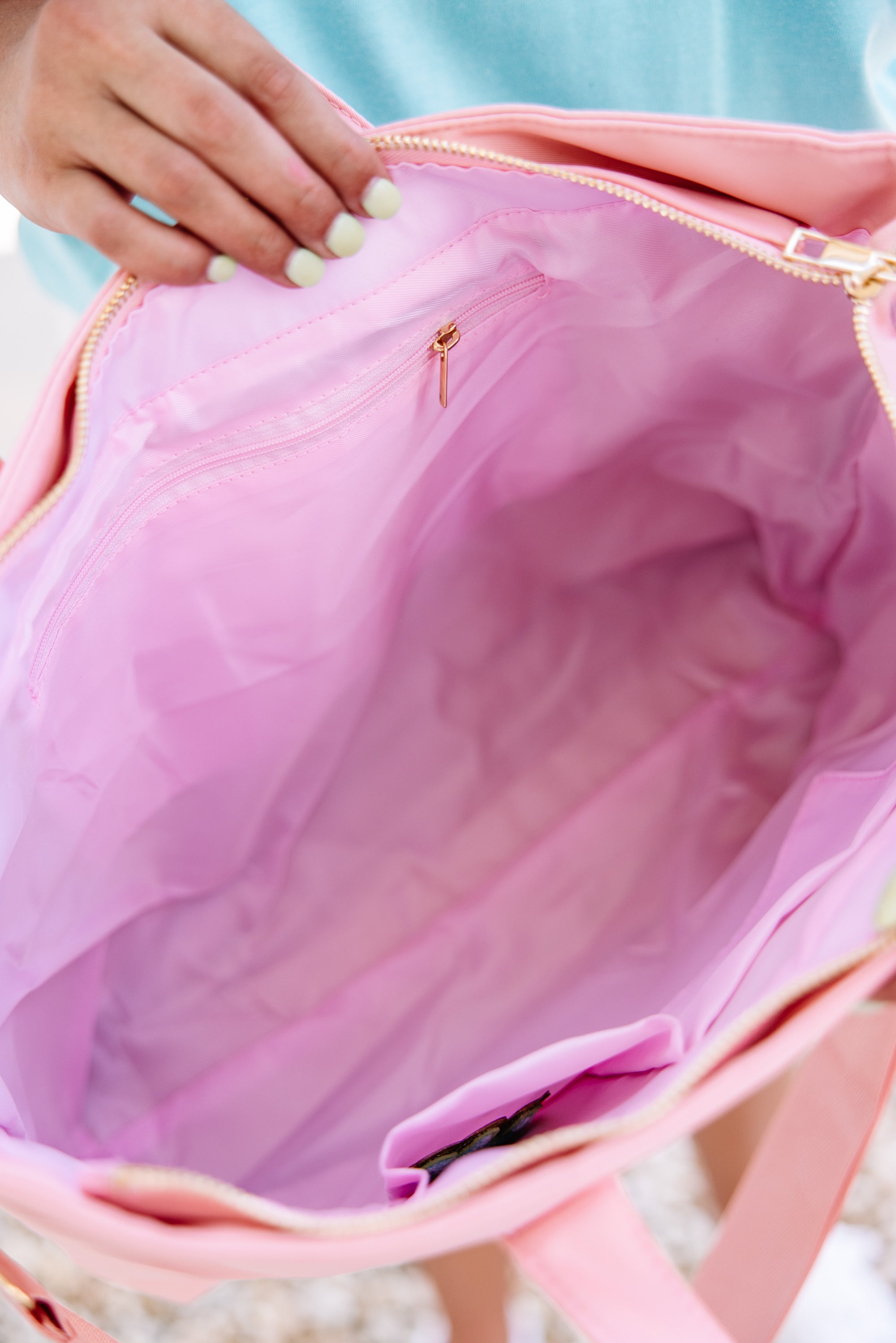 Adorable Baby Pink Varsity Tote - All You Need for Fun!