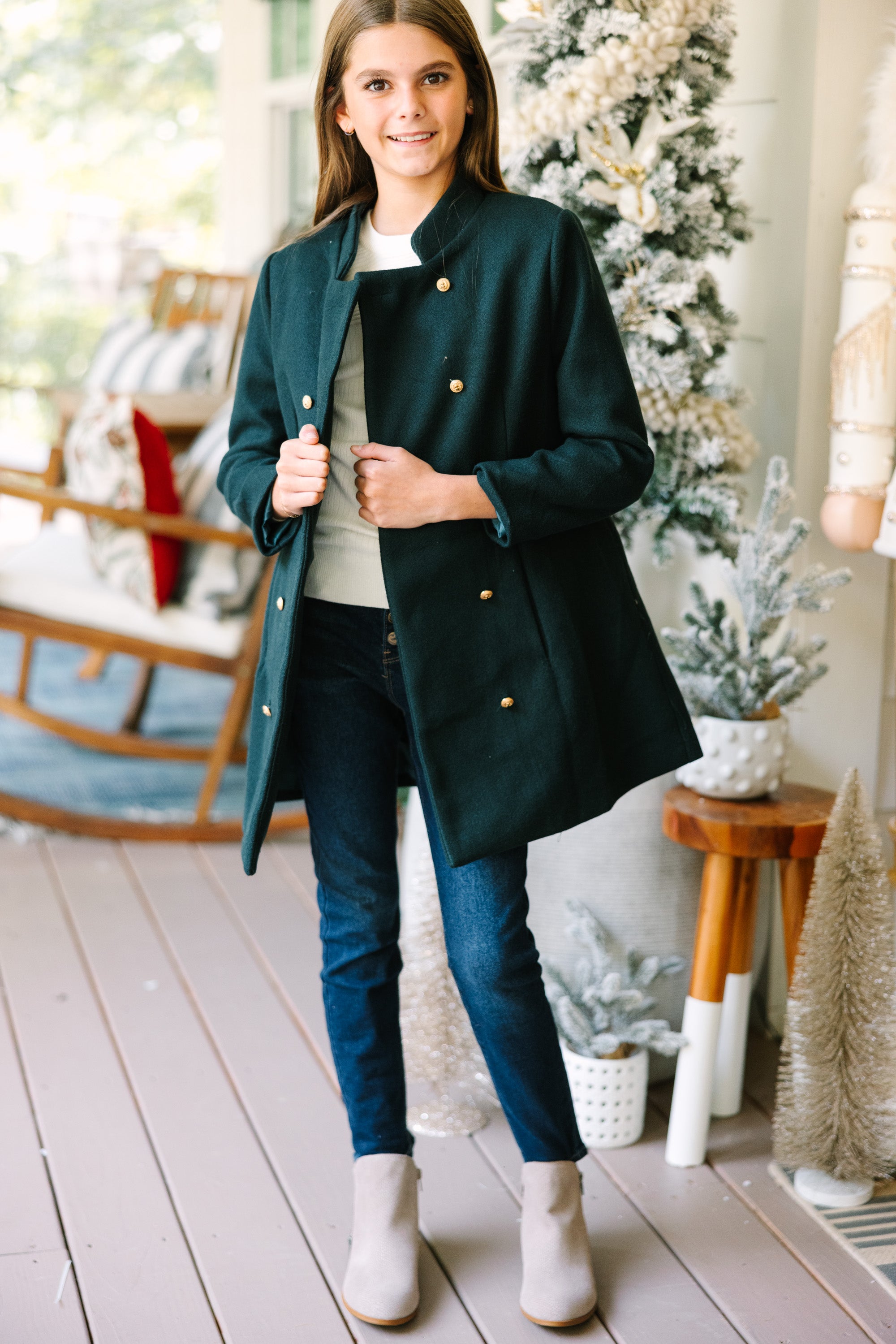 Girls' Hunter Green City Streets Coat - A Fall/Winter Fashion Must-Have!
