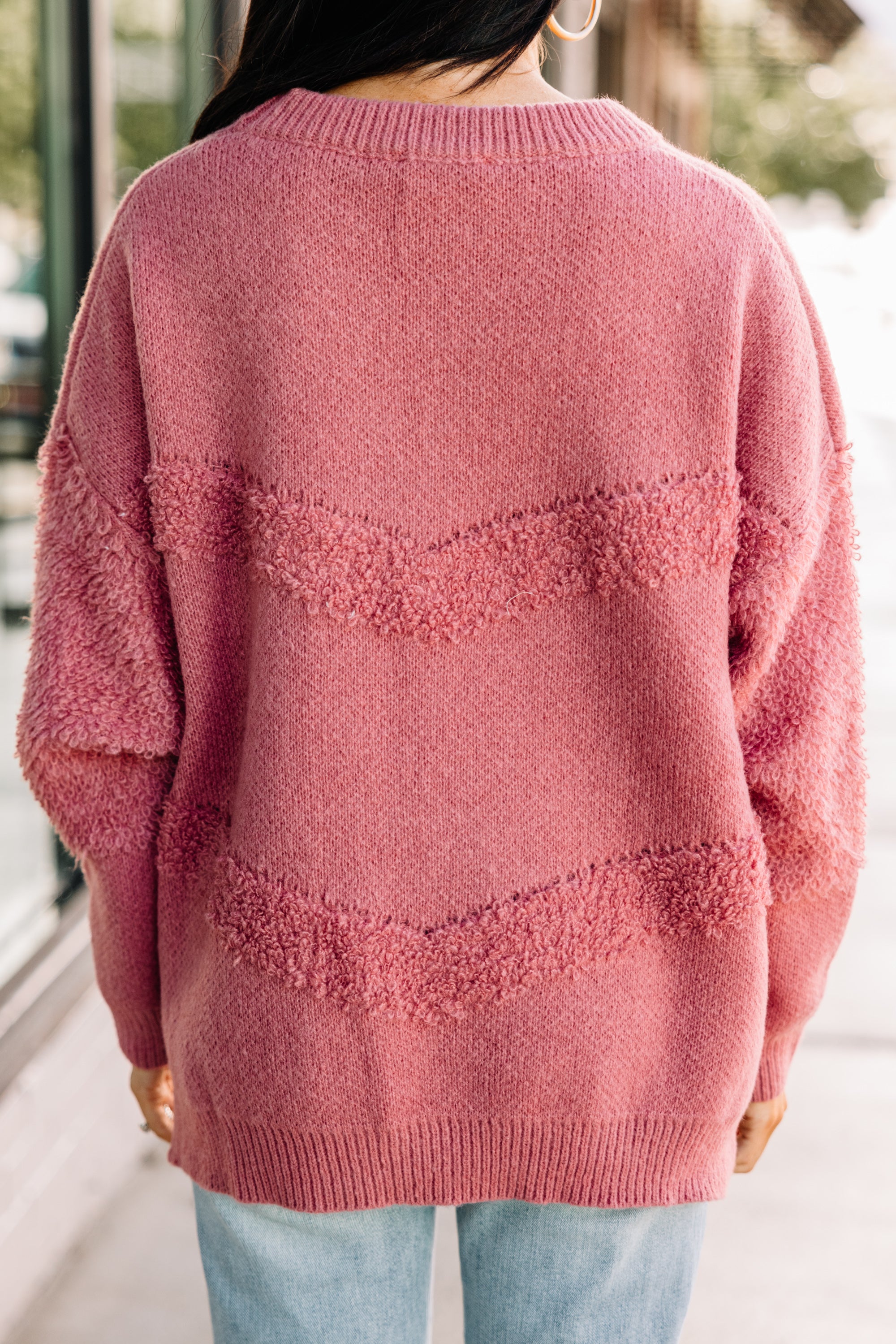 Stunning Marsala Pink Textured Sweater to Catch Your Heart