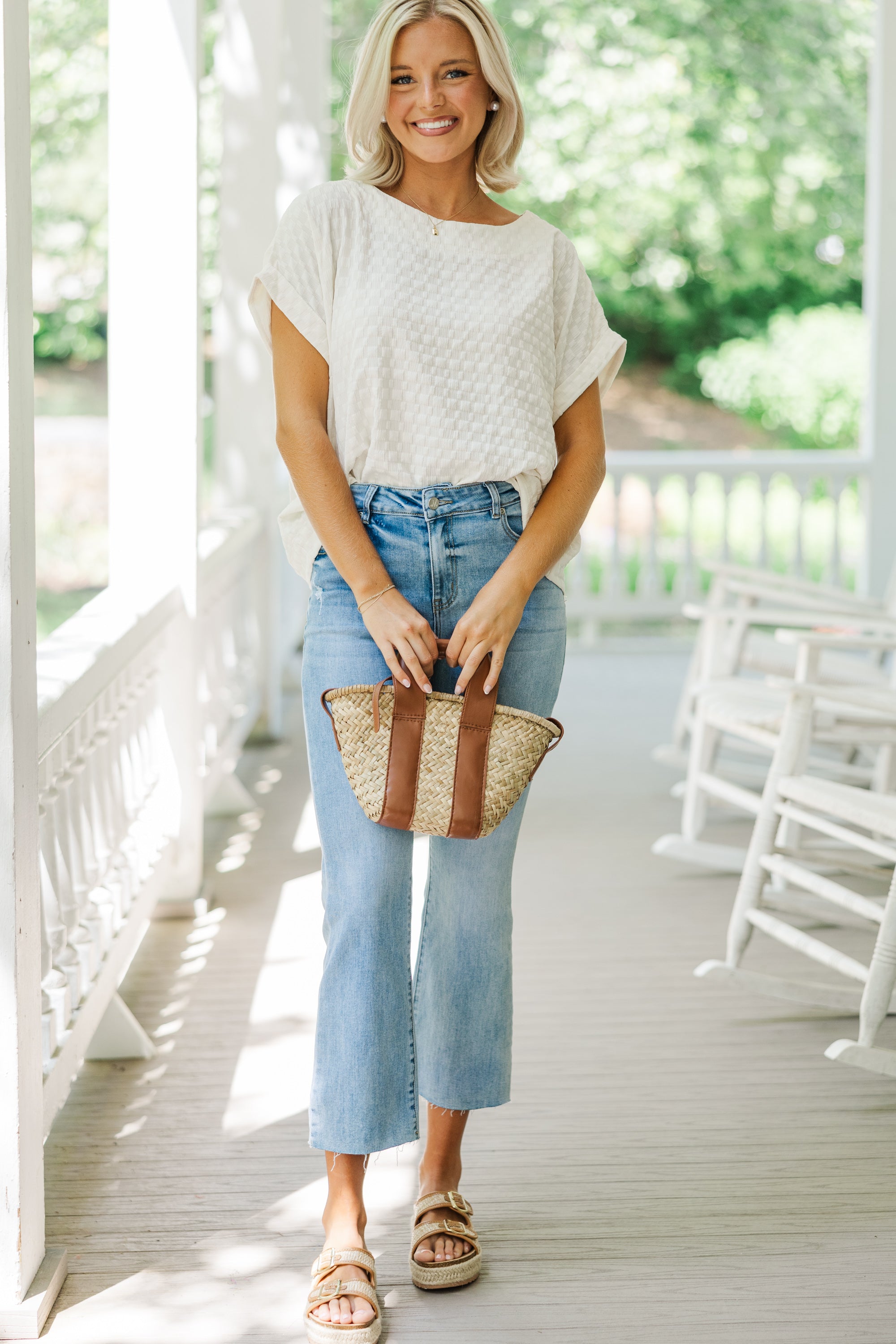 Chic Going Well Cream White Textured Top - Elevate Your Style!